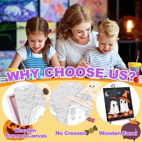 Cviokrdu 2 Pack Paint by Numbers Kit for Kids with Frame-Wooden Easel ، Paint Christmas by Numbers for Kids Ages 4 8 12 ، easy Christmas Acrylic Painting Kits for Home Wall Decoration 8x8 Inch in Kuwait