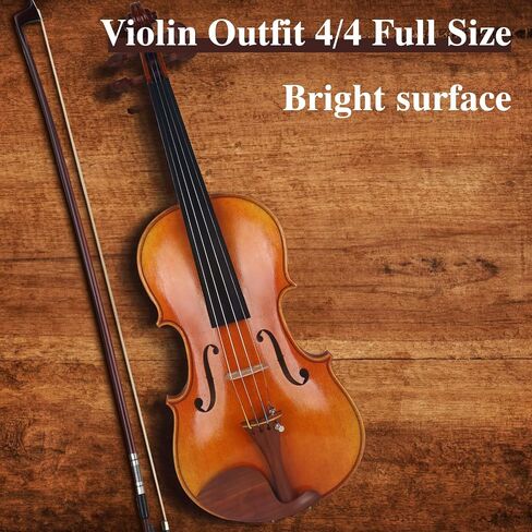 AKLOT Handcrafted Full Size Violin: Solid Wood Matte Fiddle, Acoustic Beginner 4/4 Violin Kit with Hard Case, Lesson Book, Bow, Shoulder Rest, Extra Strings, Tuner, Fretboard Stickers (VRT-AmiMS) in Saudi Arabia