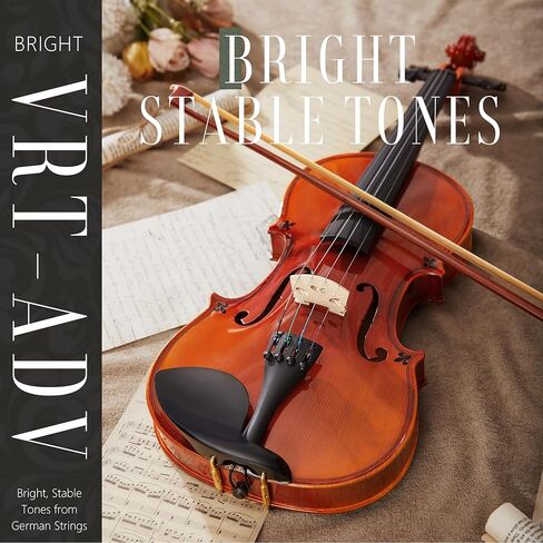 AKLOT Handcrafted Full Size Violin: Solid Wood Matte Fiddle, Acoustic Beginner 4/4 Violin Kit with Hard Case, Lesson Book, Bow, Shoulder Rest, Extra Strings, Tuner, Fretboard Stickers (VRT-AmiMS) in Kuwait