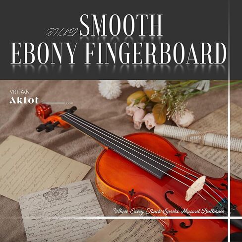 AKLOT Handcrafted Full Size Violin: Solid Wood Matte Fiddle, Acoustic Beginner 4/4 Violin Kit with Hard Case, Lesson Book, Bow, Shoulder Rest, Extra Strings, Tuner, Fretboard Stickers (VRT-AmiMS) in Kuwait