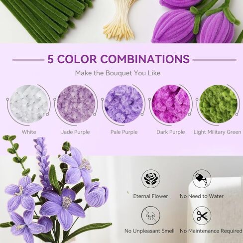 500 Pcs Pipe Cleaners for DIY Flowers & Crafts – 5 Colors Chenille Stems with Glue Guns & Tape Measure – Perfect for Family Fun & Creativity, Holiday & Room Decorations (Pink, 12in x 8mm) in Kuwait