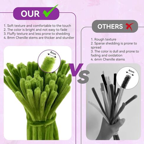 500 Pcs Pipe Cleaners for DIY Flowers & Crafts – 5 Colors Chenille Stems with Glue Guns & Tape Measure – Perfect for Family Fun & Creativity, Holiday & Room Decorations (Pink, 12in x 8mm) in Kuwait