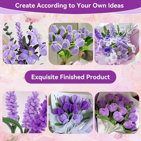 500 Pcs Pipe Cleaners for DIY Flowers & Crafts – 5 Colors Chenille Stems with Glue Guns & Tape Measure – Perfect for Family Fun & Creativity, Holiday & Room Decorations (Pink, 12in x 8mm) in Kuwait