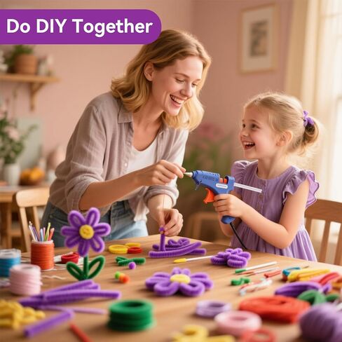 500 Pcs Pipe Cleaners for DIY Flowers & Crafts – 5 Colors Chenille Stems with Glue Guns & Tape Measure – Perfect for Family Fun & Creativity, Holiday & Room Decorations (Pink, 12in x 8mm) in Kuwait