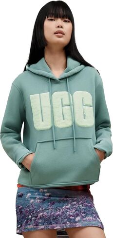 UGG Women's Rey Fuzzy Logo Hoodie Sweatshirt in Saudi Arabia