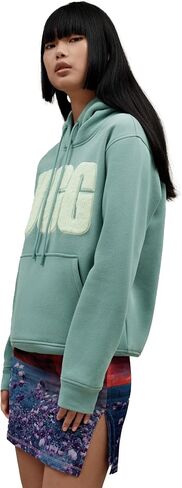 UGG Women's Rey Fuzzy Logo Hoodie Sweatshirt in Saudi Arabia