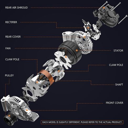 1667864010 المولد مناسب لـ Steiner 230، Kubota، Bobcat B200 2000-2007، Ausa C150Hx4 2006، C150H 2006، 12V 45A CW 1-Groove Pulley، استبدال # 1667864011، 1667864012، 1002114730، AND0237 in Kuwait