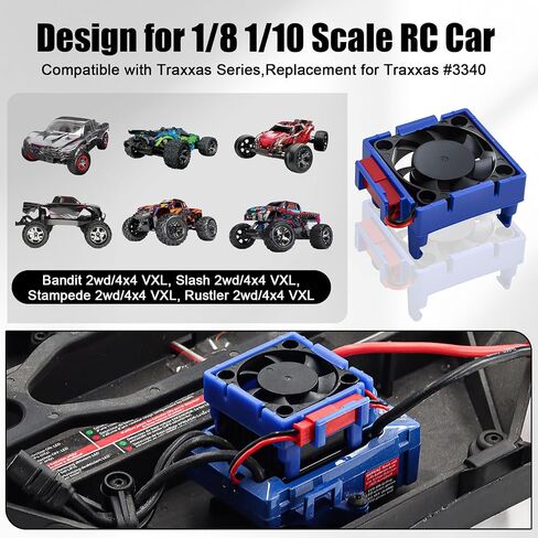 VXL-3s ESC Heat Sink Cooling Fan 28000RPM Brushless ESC Cooling Fan for RC Car Truck Boat 1/8 1/10 540 550 Motor Compatible with Traxxas Bandit Rustler Stampede Slash 2WD / 4X4 VXL （Red） in Saudi Arabia