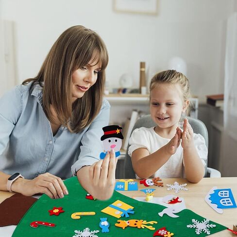 3ft DIY شعرت شجرة عيد الميلاد للأطفال مع 31 ٪ الحلي القابلة للفصل ، الجدار معلق زينة عيد الميلاد عيد الميلاد مع ضوء السلسلة (3 أقدام) in Kuwait