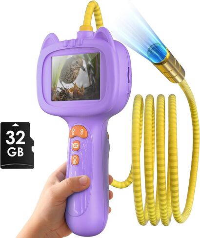 كاميرا ثعبان Borescope مع الضوء للأطفال ， مجموعة ألعاب تعليمية من المنظار الجذعية ， في الهواء الطلق التخييم الطبيعة استكشاف هدايا عيد ميلاد هداي للبنين والبنات الذين تتراوح أعمارهم بين 3 سنوات (أرجواني) (أرجواني) in Saudi Arabia