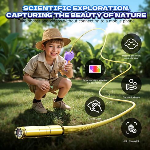 كاميرا ثعبان Borescope مع الضوء للأطفال ， مجموعة ألعاب تعليمية من المنظار الجذعية ， في الهواء الطلق التخييم الطبيعة استكشاف هدايا عيد ميلاد هداي للبنين والبنات الذين تتراوح أعمارهم بين 3 سنوات (أرجواني) (أرجواني) in Saudi Arabia