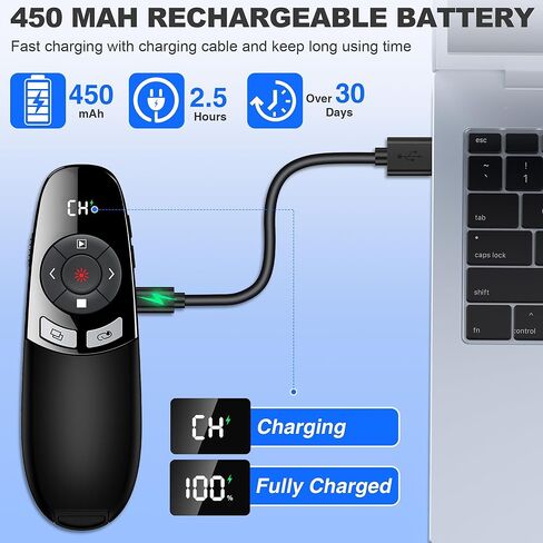 2 في 1 USB Type C PPT PPT PPT BIENTER RF 2.4GZ PowerPoint Slide Advancer لنافذة MAC Keynote Google White in Kuwait
