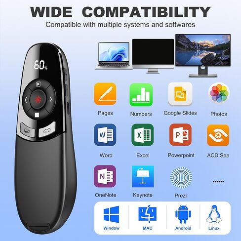 2 في 1 USB Type C PPT PPT PPT BIENTER RF 2.4GZ PowerPoint Slide Advancer لنافذة MAC Keynote Google White in Kuwait
