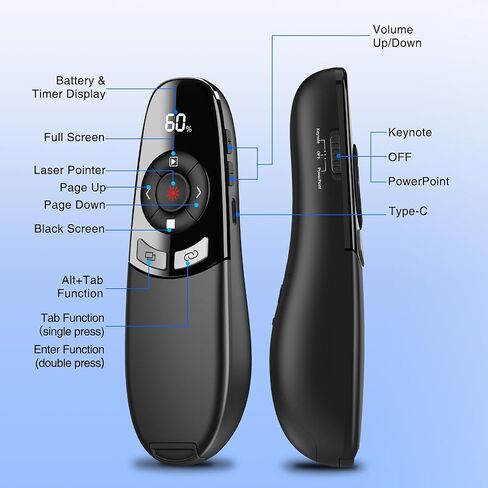 2 في 1 USB Type C PPT PPT PPT BIENTER RF 2.4GZ PowerPoint Slide Advancer لنافذة MAC Keynote Google White in Kuwait