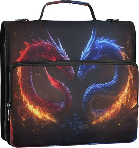 Kigai Galactic Dragon 3 Ring Zipper Binder مع مقبض وحارس حارس حارس حارس توسيع ملف منظم توبيخ جيوب متعددة in Saudi Arabia