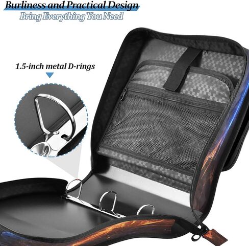 Kigai Galactic Dragon 3 Ring Zipper Binder مع مقبض وحارس حارس حارس حارس توسيع ملف منظم توبيخ جيوب متعددة in Saudi Arabia