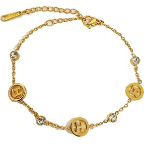 Gold Plated Link Bracelet with Cubic Zirconia for Women Trendy Adjustable Simple Chain Bracelets Dainty Jewelry Gift for Women in Kuwait