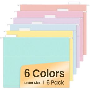 SUNEE Hanging File Folders, 6 Pack Letter Size Hanging File Folders with 1/5-Cut Tabs, Ideal for Home and Office Organization and Papers Classification,Morandi Colors in Saudi Arabia