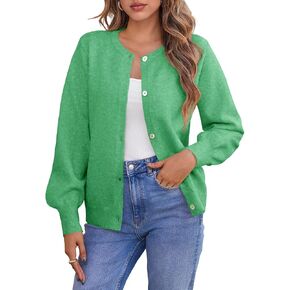 Saodimallsu Womens Button Down Cardigan Sweaters Crew Neck Long Sleeve Open Front Loose Fall Soft Knit Sweater Coats in Kuwait
