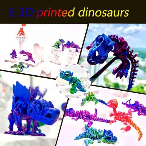 6pcs هياكل عظمية للديناصورات المطبوعة ثلاثية الأبعاد ، T-rex triceratops Stegosaurus Velociraptor Spinosaurus Toys ، ألعاب حيوانات التنين المطبوعة ثلاثية الأبعاد ، لعبة Dragon Fidget Toy Kids ، ألعاب ديناصور للأطفال 5-7 هدايا مكتبية in Kuwait