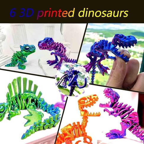6pcs هياكل عظمية للديناصورات المطبوعة ثلاثية الأبعاد ، T-rex triceratops Stegosaurus Velociraptor Spinosaurus Toys ، ألعاب حيوانات التنين المطبوعة ثلاثية الأبعاد ، لعبة Dragon Fidget Toy Kids ، ألعاب ديناصور للأطفال 5-7 هدايا مكتبية in Kuwait