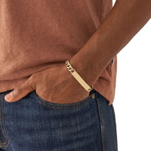 Fossil Men's Plated Stainless Steel Engravable Personalized Gift ID, Chain or Cuff Bracelet for Men in Saudi Arabia