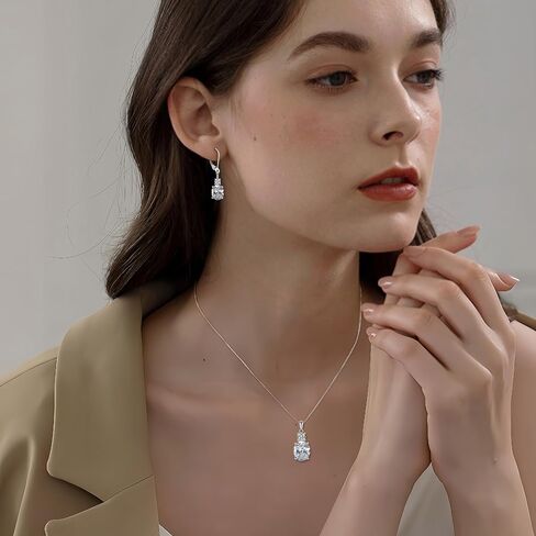 Oval Dangle Drop Earrings for Women 925 Sterling Silver Leverback Earrings Birthstone Jewelry Gifts for Her in Saudi Arabia