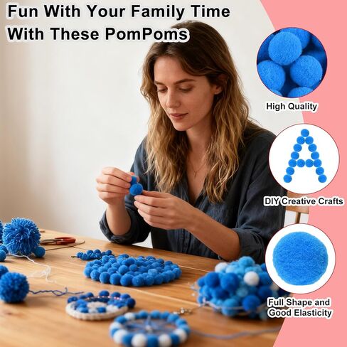 ANPUNAT 200 Pcs Craft Pom Poms 1 Inch Felt Balls DIY Art Creative Crafts Projects and Decoration(White) in Saudi Arabia