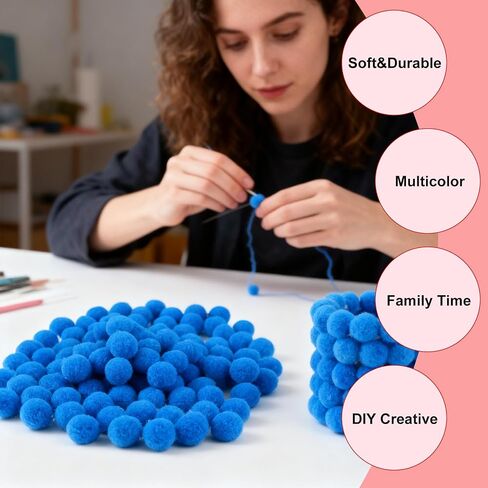 ANPUNAT 200 Pcs Craft Pom Poms 1 Inch Felt Balls DIY Art Creative Crafts Projects and Decoration(White) in Saudi Arabia