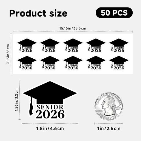 50 × فئة 2025 ملصقات Cap Cap التخرج إعلان التخرج فينيل ملصقات البهلوان ملصقات مغلف الملصقات الملصقات لحزب الملصقات ملصقات فينيل 2 بوصة (فئة 2025) in Saudi Arabia