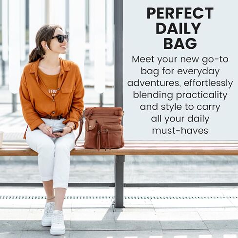 Krediz Leather Crossbody purses for Women, Soft & Durable Purses for Women Trendy, Multi Pocket travel bag, Adjustable Strap in Kuwait