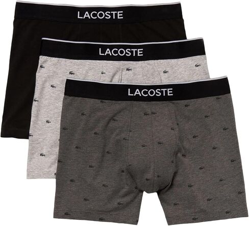 Lacoste Men's Casual All Over Croc 3 Pack Cotton Stretch Boxer Briefs in Saudi Arabia