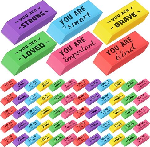 Yaomiao 180 Pcs Inspirational Erasers for Kids Bulk Pencil Beveled Erasers Colorful Motivational Gifts Bulk for Kids Students Classrooms, Drawing, Back to School in Saudi Arabia