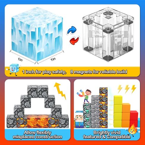Magnetic Blocks -150 Magnetic Building Blocks STEM Toy, Stacking Mine Magnet World Craft Cubes for Kids, Game Gift for Boys Girls Age 3-5 5-7 4-8 8-12 in Kuwait