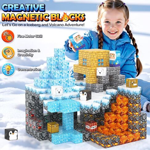 Magnetic Blocks -150 Magnetic Building Blocks STEM Toy, Stacking Mine Magnet World Craft Cubes for Kids, Game Gift for Boys Girls Age 3-5 5-7 4-8 8-12 in Kuwait
