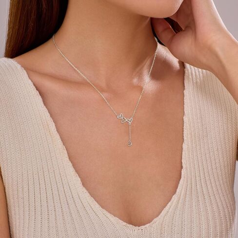 925 Sterling Silver Cubic Zirconia Triple Heart Charm Necklace for Women Cute Dainty Infinity Love Pendant Necklaces Chains Delicate Minimalist Fashion Jewelry to Daughter Mother Christmas Wedding Jewelry Gift in Saudi Arabia