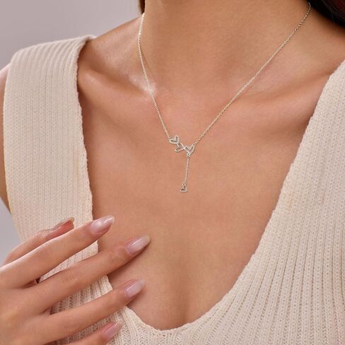 925 Sterling Silver Cubic Zirconia Triple Heart Charm Necklace for Women Cute Dainty Infinity Love Pendant Necklaces Chains Delicate Minimalist Fashion Jewelry to Daughter Mother Christmas Wedding Jewelry Gift in Saudi Arabia