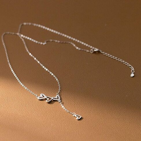 925 Sterling Silver Cubic Zirconia Triple Heart Charm Necklace for Women Cute Dainty Infinity Love Pendant Necklaces Chains Delicate Minimalist Fashion Jewelry to Daughter Mother Christmas Wedding Jewelry Gift in Saudi Arabia