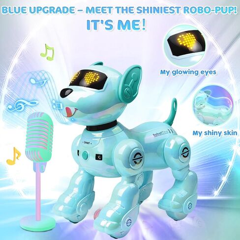 Vatos New Kids Smart Remote Control Dog ، 17 وظيفة تفاعلية ممتعة ، جرو روبوتية قابلة للبرمجة مع بطاريتين ، يغنيون لعبة روبوت روبوت للكلاب للفتيات 3-8 سنوات in Kuwait