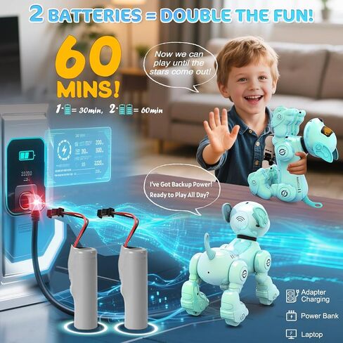 Vatos New Kids Smart Remote Control Dog ، 17 وظيفة تفاعلية ممتعة ، جرو روبوتية قابلة للبرمجة مع بطاريتين ، يغنيون لعبة روبوت روبوت للكلاب للفتيات 3-8 سنوات in Kuwait