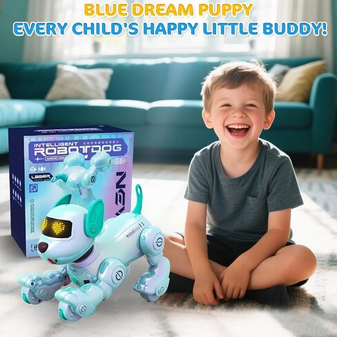 Vatos New Kids Smart Remote Control Dog ، 17 وظيفة تفاعلية ممتعة ، جرو روبوتية قابلة للبرمجة مع بطاريتين ، يغنيون لعبة روبوت روبوت للكلاب للفتيات 3-8 سنوات in Kuwait