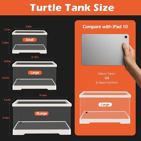 AZV Small Turtle Tank Kit,PC Starter Aquarium Indoor,Red Eared Slider Aquatic for Baby Tortoise,Fishes and Amphibians,Include Basking Platform*1,Filter*1,Filter Plates*2,Plants*2,Lamp*1,Bulb*1,Stone*1 in Kuwait