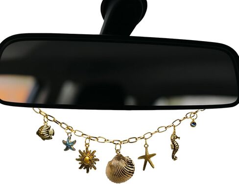 Seashell Car Accessories For Women Aesthetic, Beachy Rear View Mirror Charm, Cute Car Decor For Rearview Mirror, Coastal Accesorios Para Carro Mujer Boho, Summer Girly Tropical Hawaii Dangle Ornament in Saudi Arabia