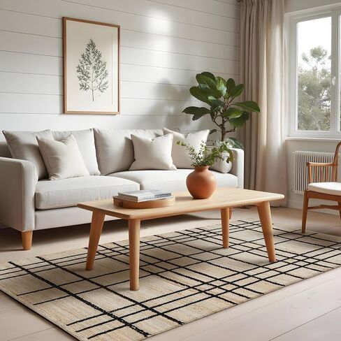 سجادة الجوت Homespice Remi Premium Edition مقاس 4×6 بوصة - إنتاج دفعة صغيرة، ديكور مزرعة مريح منسوج يدويًا in Kuwait