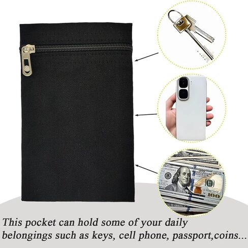 2pcs جيب جانبي خياطة مع معطف سحاب داخل الجيب الخياطة ، سترة سفر مع جيوب خفية ، جيب الأمن للقميص ، سترة ، أردية ، هودي ، سترة (S*2) (أبيض وأسود) in Kuwait