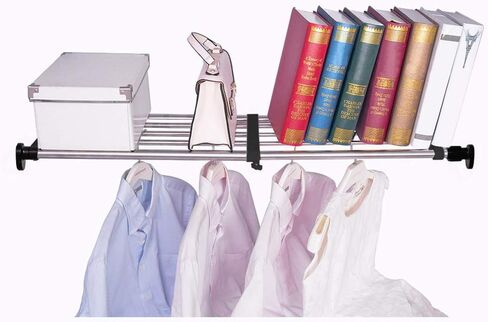 Hershii توتر الرف القابل للتوسيع قضبان قضيب خزانة الملابس الثقيلة شماعات الملابس القابلة للتعديل DIY منظم أقسام قابلة للتجني in Kuwait