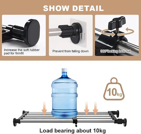 Hershii توتر الرف القابل للتوسيع قضبان قضيب خزانة الملابس الثقيلة شماعات الملابس القابلة للتعديل DIY منظم أقسام قابلة للتجني in Kuwait