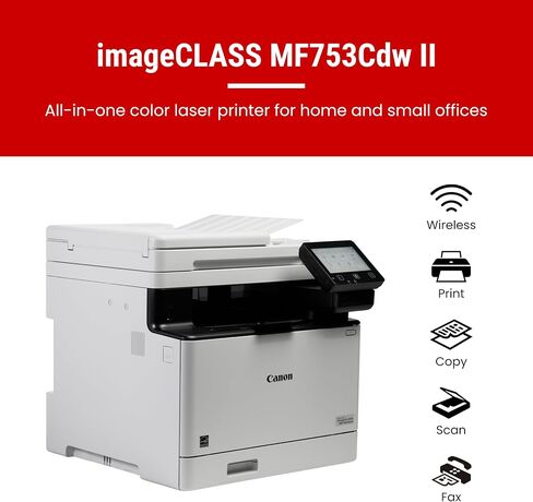 Canon Color imageCLASS MF753Cdw II Wireless Laser Printer for Duplex Printing, White - All-in-One Home Office, Small Office Printer with Scan/Copy/Fax, Auto Feeder, 3 Year Limited Warranty, 35 PPM in Saudi Arabia