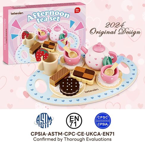 مجموعة شاي مكان للأطفال الصغار 3-5 فتيات الصبي هدية التظاهر بلعب طعام النزهة الخشبية في الهواء الطلق ألعاب الأطفال سن 2 3 4 5 6 تعليمية خشبية in Kuwait