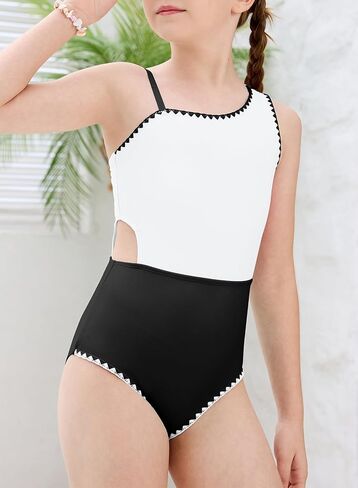 blibean Teen Girls Swimsuits One Piece Bathing Suit with Chest Pads Size 6-15 Years in Saudi Arabia